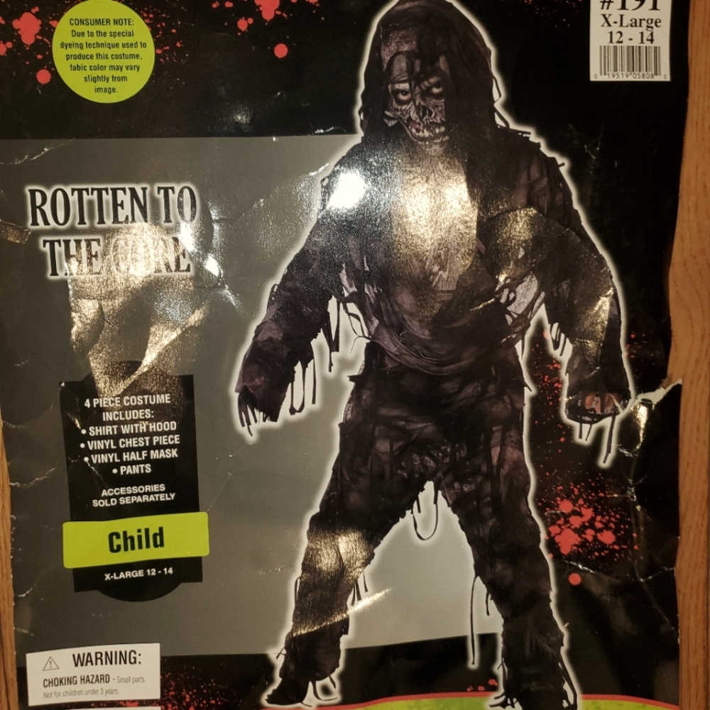 Big kids zombie costume Size XL